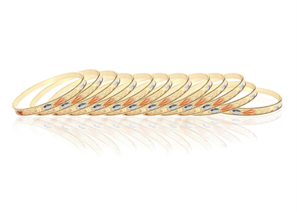 Three Tone Plated Side Veni Bangles